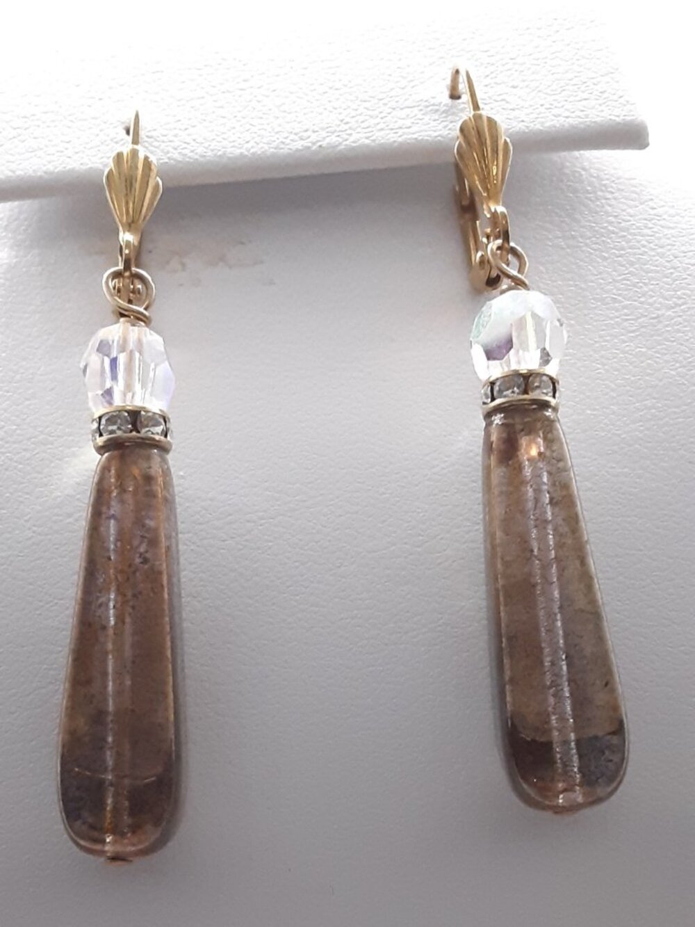 NEW Holly Yashi Brown Tear Drop Lever Back Earrings - Picture 2 of 11